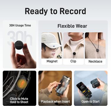 MAONO Бездротовий петличний мікрофон Wave T5 USB-C для iPhone 15/16, Android: 48kHz/24Bit, 30 годин роботи, шумозаглушення, 300м радіус дії