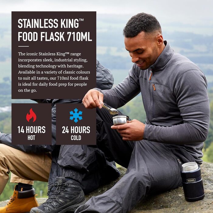 König Stainless Steel Thermos Flask - Matte Black (710ml) | Insulated Food Container