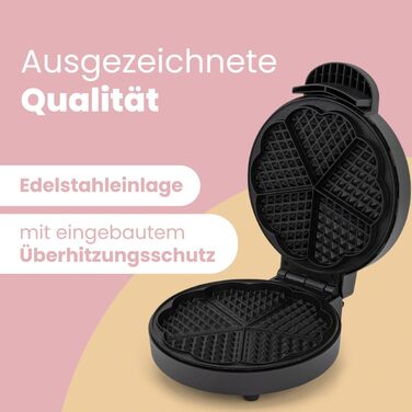 Clatronic® Heart-Shaped Waffle Maker with 7-Inch Non-Stick Plates - 1000W
