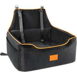GL GLENSLAVE Dog Car Seat for Medium/Large Dogs - Elevated Pet Seat for Dogs Up to 25kg or 2 Small Dogs - Removable & Washable with Thick Cushions & Storage Pockets (Black)