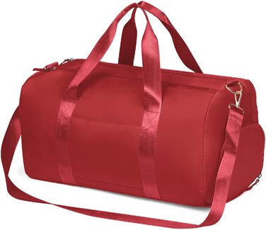 Спортивна сумка для жінок Reisetasche: дорожня, для фітнесу, з відділенням для взуття та мокрого одягу (Червона, однотонна)