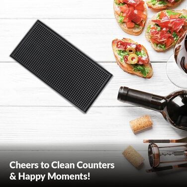 Чорна барна мат, 30 см x 15 см - гумова сервісна мат для бару, кафе, перукарні