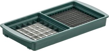 Genius Nicer Dicer Plus (18 частин) - набір для нарізки овочів та фруктів, кухонний інструмент, набір для нарізки кубиками, соломкою, слайсами (смарагдовий)