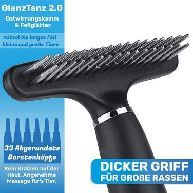 Феллентвіррer BluePet - розпушувач та вичіска для довгошерстих собак та котів. Розпушувач з двома рядами пінів, розплутує, видаляє підшерсток, розгладжує та вирівнює довге волосся (Версія 2.0, блакитний)