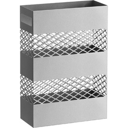 LAND VOI Metal Umbrella Stand - Rectangular, Portable, with Removable Drip Tray - Silver