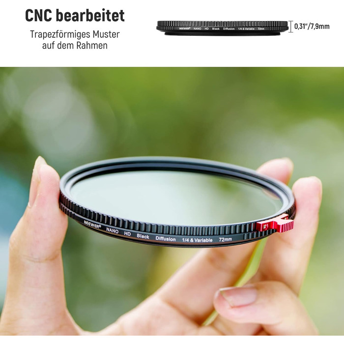 NEEWER 72mm Фільтр ND2-ND32 2-в-1 з дифузором та нейтральним градієнтом, HD, водостійкий, зносостійкий, для фото- та відеозйомки