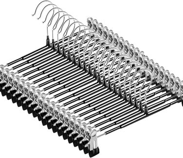 10 металевих кріплення для штанів, шкарпеток та спідниць, 30 см, антиковзаючі, хром, міцні, компактні, чорні (10 шт.)