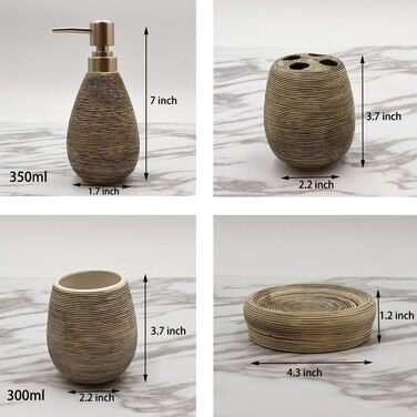 Набір для ванної кімнати з кераміки, 4 шт: дозатор для мила, мильниця, тримач для зубних щіток, стакан для зубної пасти, чорний, Middle