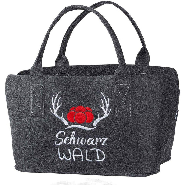 GILDE Felt Bag with Black Forest Logo as a shopping bag/wooden bag/beach bag – tear-resistant & carries a lot of weight – safely cushions your purchases and has plenty of storage space (Black Forest Dark Grey)