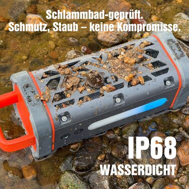 Bluetooth колонка TRAVOR 45W, алюмінієвий корпус, IP68 водонепроникна, портативна, для саду, кемпінгу, будинку, стерео-з'єднання, 25 год роботи, сірий