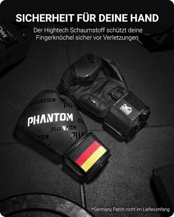 Боксерські рукавички Phantom Apex | MMA, тайський бокс | Чоловічі (Velcro, чорний, 14 Oz)