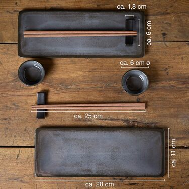 Набір посуду для суші Moritz & Moritz VIDA (10 предметів) на 2 особи - антрацит