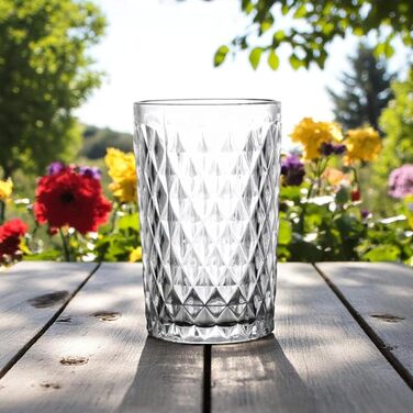 Вінтажний набір з 6 кольорових склянок для вина та напоїв з діамантовим візерунком, склянки Long Drink, коктейльні склянки з тисненням, склянка для води, келих для вина, склянка для напоїв