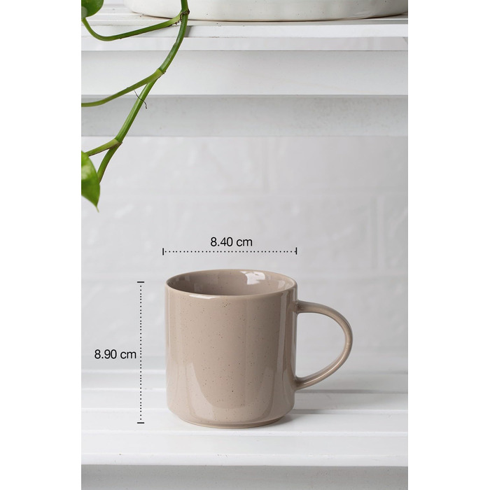 Набір посуду Nebula для 6 осіб, 18-кількісний набір тарілок та наборів мисок, набір посуду з розпиленням з каменю, сервіз, підходить для мікрохвильової печі та посудомийної машини, колір кориця (набір чашок 6x, об'єм 355мл)