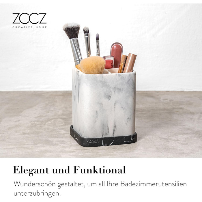 Тримач для зубних щіток ZCCZ для ванної кімнати - керамічний, квадратний, для електричної зубної щітки, білий, під косметику та бритву