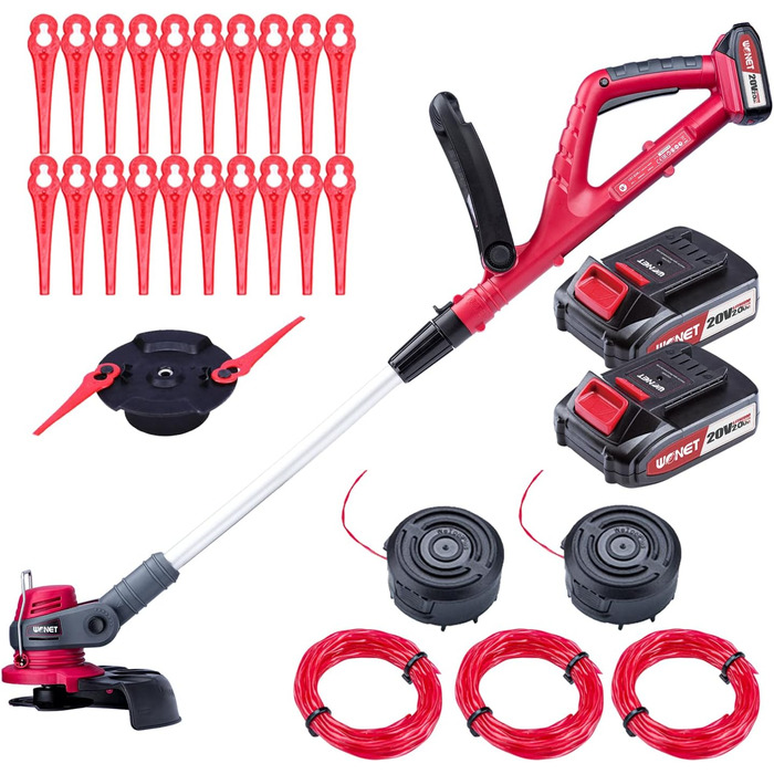 WONET Cordless String Trimmer incl. 2 Batteries and Charger with Automatic Line Feed and Telescopic & Swivel Handle – Making Gardening Easy