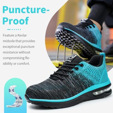 Зварювальні черевики Nasogetch: захисні черевики для жінок та чоловіків, сталевий капак, спортивні, дихаючі (42 EU, блакитний)