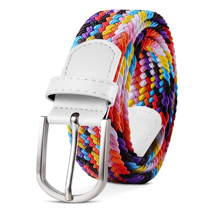 Пояс TANGCHAO плетеный еластичний, ширина 3.3 см, довжина 90-135 см, багатоколірний, унісекс