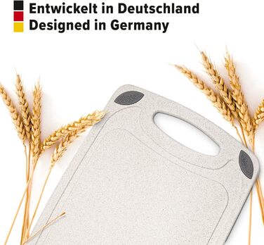 Обрізна дошка EXITOSO з PP-матеріалу та пшеничного полова, з канавкою для соку та ручкою, для хліба та інших продуктів, миюча в посудомийній машині, антибактеріальна, 32x20 см