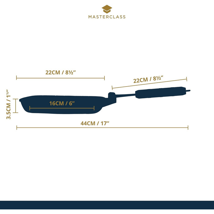 MasterClass Induction-Safe Non-Stick Grill Pan with Folding Handle, 20 cm (8