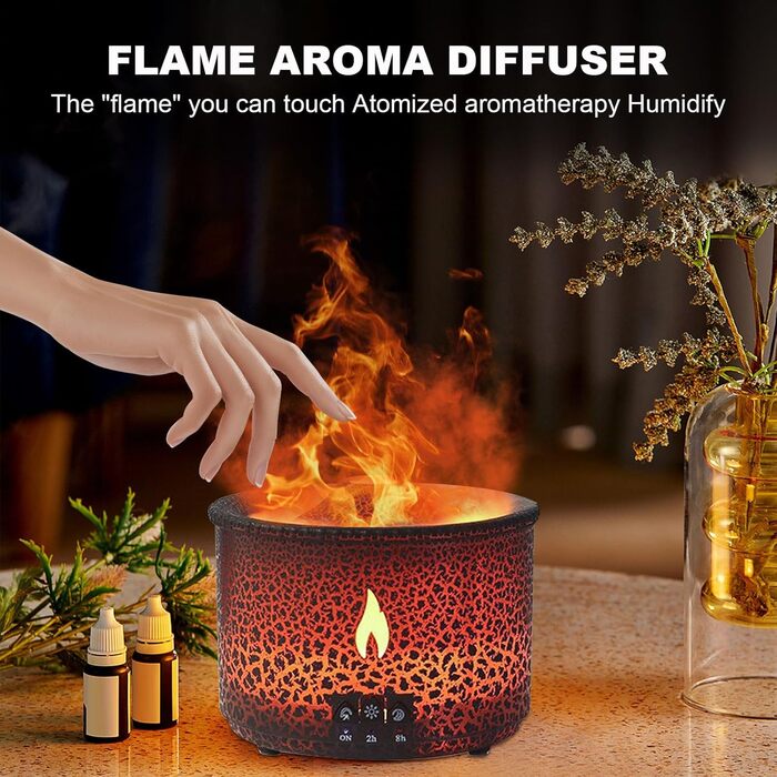 Аромадифузор Vulkan з підсвічуванням: зволожувач повітря, 300 мл, 2 режими, керування від пульта, холодний пар, для дому, фітнесу, білий