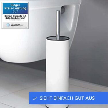 Щітка для унітазу Bamodi з тримачем – силіконова, з довгою ручкою та жорсткою щетиною для ретельного прибирання, ідеальна для ванної кімнати та гостьового туалету (білий)