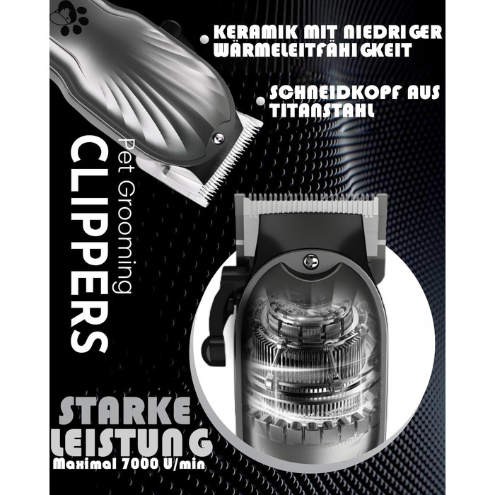 Професійна машинка для стрижки собак з щільним хутром, бездротова, тиха, з LED-дисплеєм, для довгого, товстого, тонкого, кучерявого та хвилястого хутра