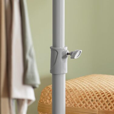 SoBuy KLS04-SCH Telescopic Clothes Rail with 5 Clothes Rails and 2 Baskets Telescopic Wardrobe System Adjustable Shelf System B (209-311) x H (200-285) cm (Light Grey)