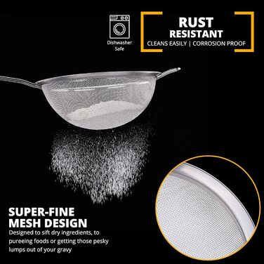 Набір сит Jojeys 8, 14, 20 см – сито з нержавіючої сталі, для приготування їжі, випічки, миття в посудомийній машині