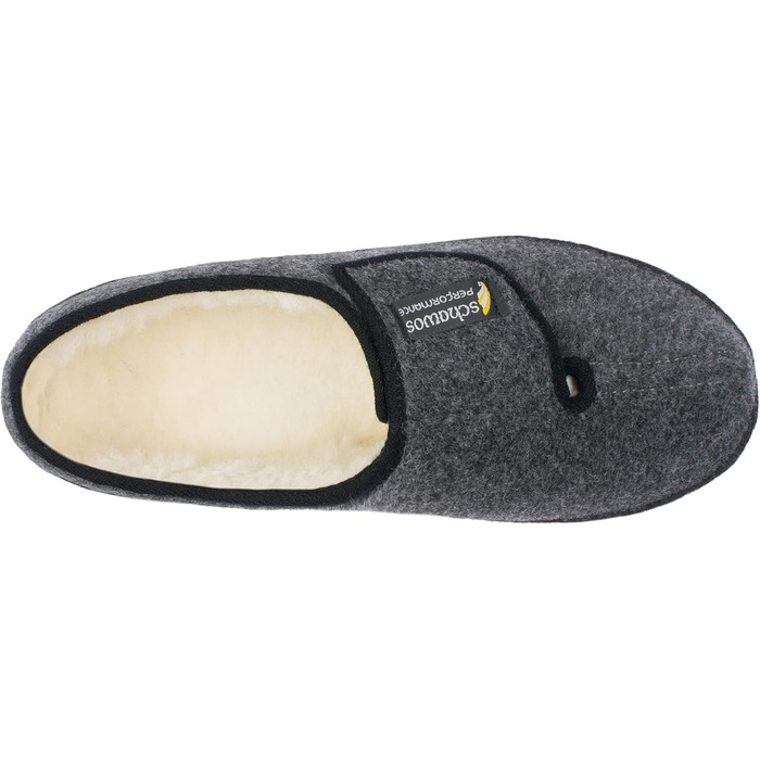Чоловічі фетрові домашні тапочки Schawos 6064, теплі, з вовняним утеплювачем, неслизькі, на липучці, 41 EU, темно-сірі