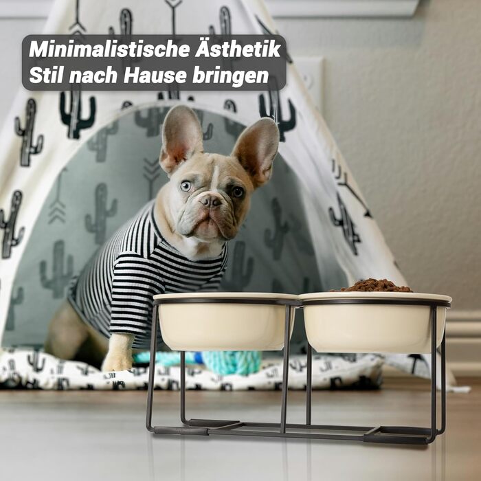 Набір мисок для собак на підставці, кераміка - 2 шт. Fressnapf, 800 мл, бежевий