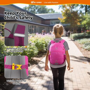 Дитячий рюкзак SKYSPER 10L для хлопчиків та дівчаток, рожевий, з нагрудним ременем