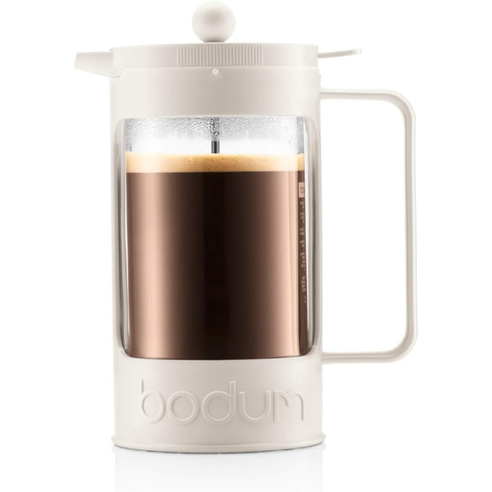 Bodum BEAN Coffee Maker for 8 Cups (Press Filter System, Insulated, Drip-Stop, 1.0 liters) (Creme, 8 Cups)