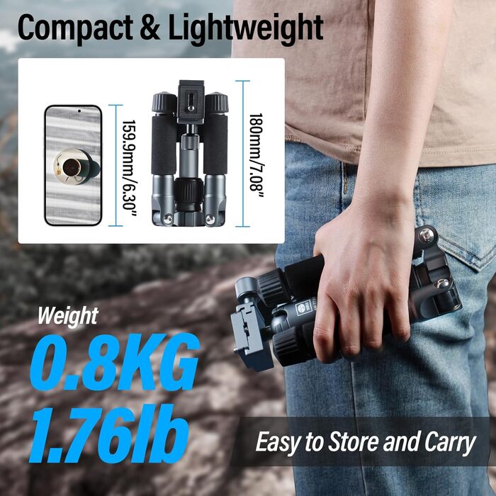 Штатив SIRUI AM-TT50: компактний, легкий, для камери та смартфона, до 10 кг, з кульковою головкою 360°