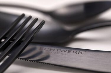 ECHTWERK Tableware Set Avelino, Black Edition, 20-piece, cutlery set for up to 4 people, 18/10 stainless steel, matte finish, high-quality cutlery set, for dining table, table decoration for weddings & festive occasions.