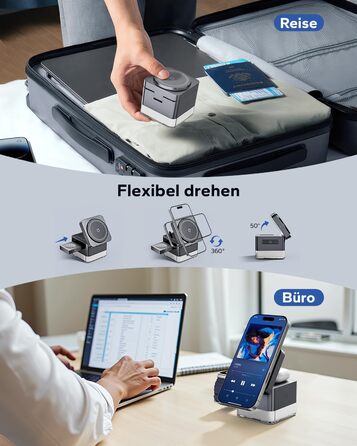 Зарядна станція 3-в-1 KPON для Apple Watch, iPhone та AirPods (Magsafe, сірий)