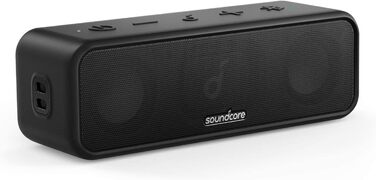 Soundcore 3 Bluetooth колонка: Стереозвук, Titan-драйвер, PartyCast, BassUp, 24 год, IPX7, EQ, чорний