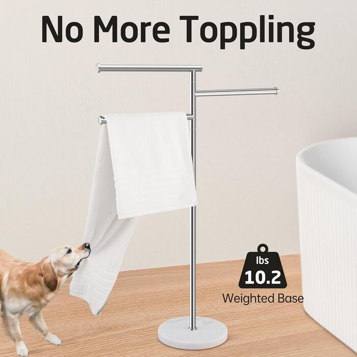 Підставка для рушників KES Gold на ніжці, з мармуровою основою, з нержавіючої сталі 18/8, 3-х секційна, полірована, BTH219-BZ