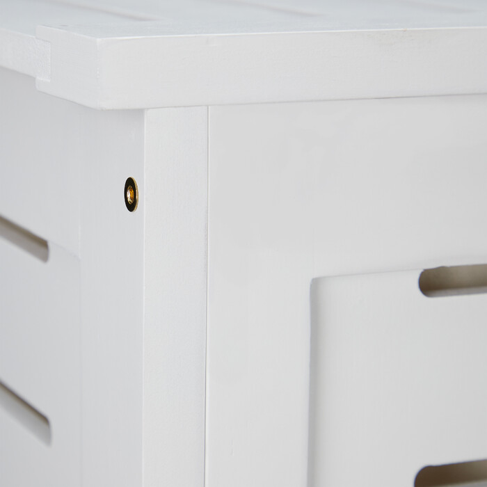 Relaxdays Laundry Hamper Pine Wood White