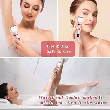 Електричний жіночий тример 3-в-1 для тіла та бікіні, IPX7, вологостійкий (рожевий)