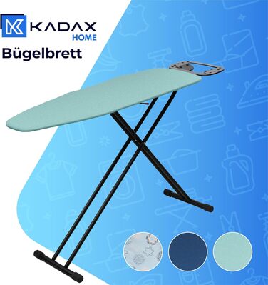 KADAX Ironing Board, 120x38 cm Folding Ironing Table, Height-Adjustable Steam Ironing Table, Steam Ironing Board with Non-Slip Feet, Table with 8mm Foam Padding (Mint)