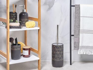 Набір аксесуарів для ванної кімнати Beliani Elegantes (5 шт.) з кераміки чорного/золотого кольору Lanco