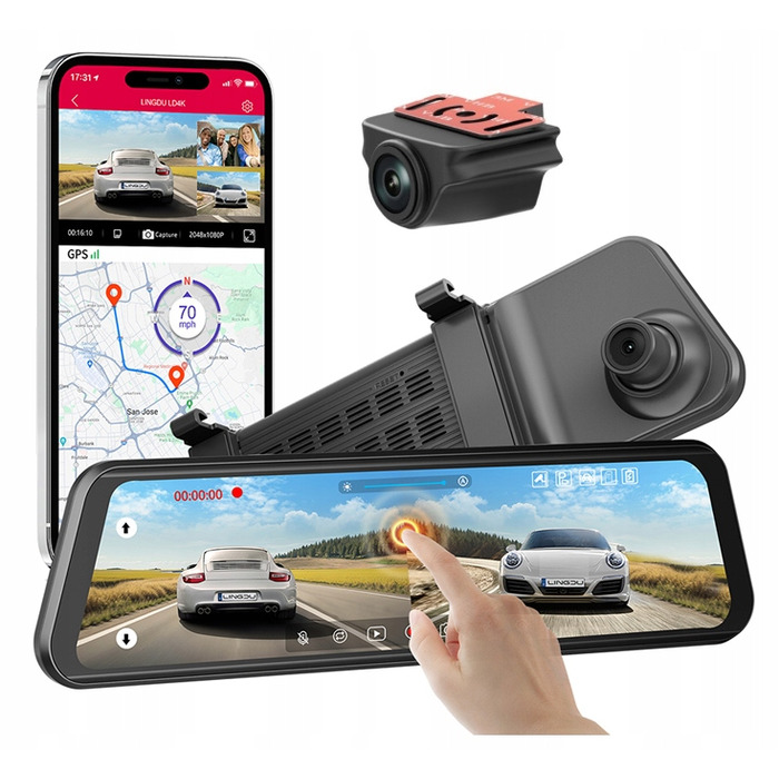 Автомобільний відеореєстратор-дзеркало 4K WiFi з новою камерою заднього виду