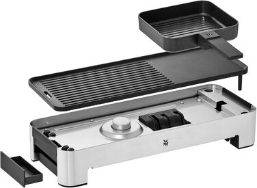 WMF Kitchen Mini Electric Table Grill for 2 with Vegetable Pan - Compact Electric Grill, Adjustable Temperature, 1000W