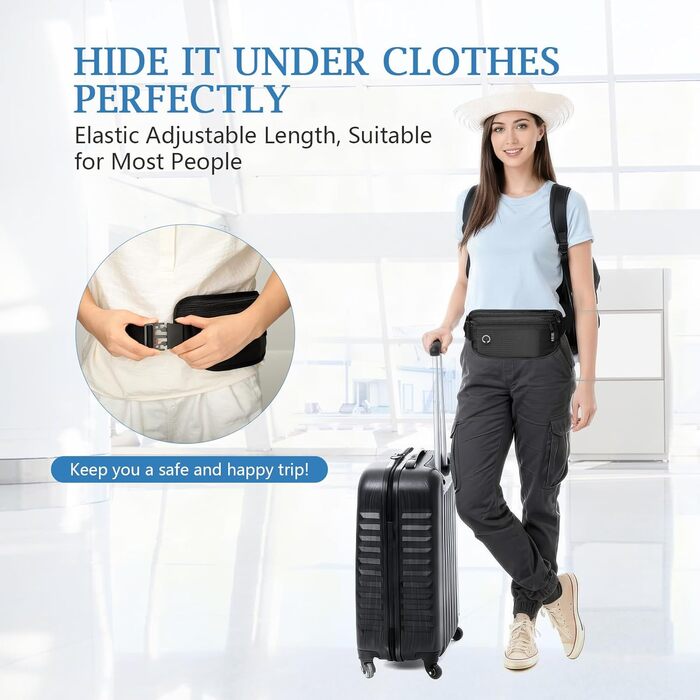 Захисна поясна сумка VINATO з RFID-захистом (сіра/чорна)