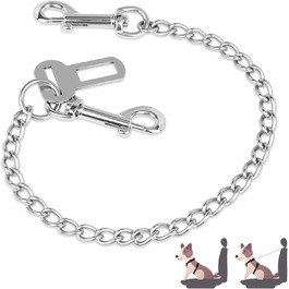 Нашийник для собак з ланцюгом, 53 см, автомобільний ремінь безпеки для собак, нержавіюча сталь 304, нашийник для собак, безпечний для маленьких/великих собак, котів