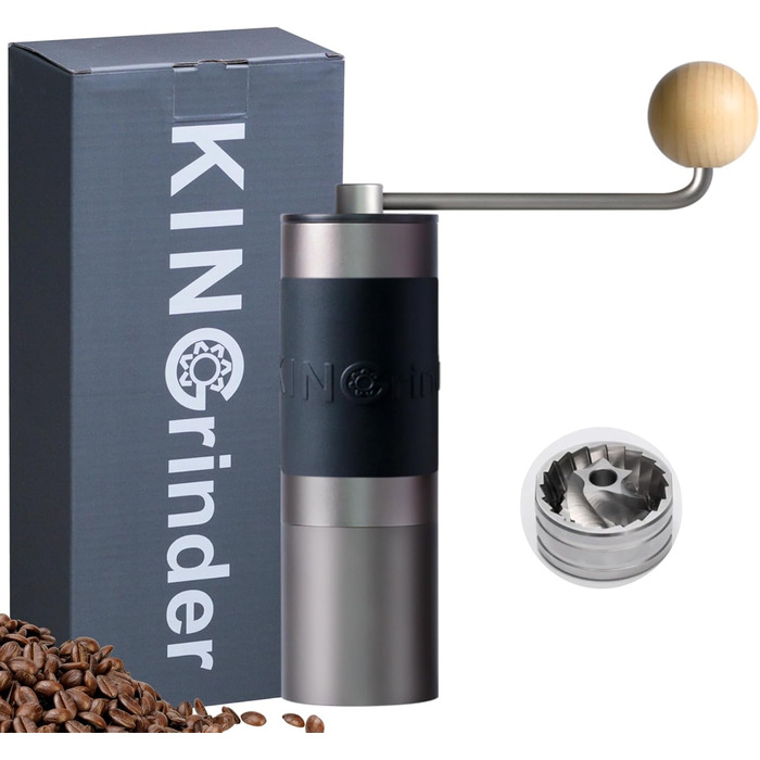 KINGrinder K0 Straight Grip Manual Coffee Grinder with 140 Adjustable Grind Settings for Aeropress, French Press, Drip, 25 g Capacity