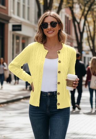 Жіночий в'язаний кардиган GRECEREE з V-подібним вирізом та кишенями (сірий, M)