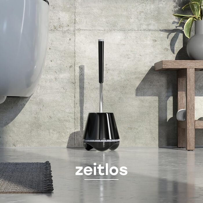 SAVEGA® Оригінальна силіконова щітка для унітазу - комплект з тримачем. Антибактеріальна щітка для туалету, чорний/сірий колір.