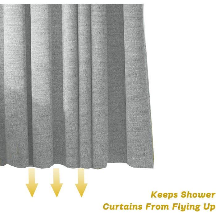 Штора для душу YISURE без гачків, льон вигляд, водонепроникна, 120x200 см, сіра. Текстильна штора для ванної кімнати, машинне прання